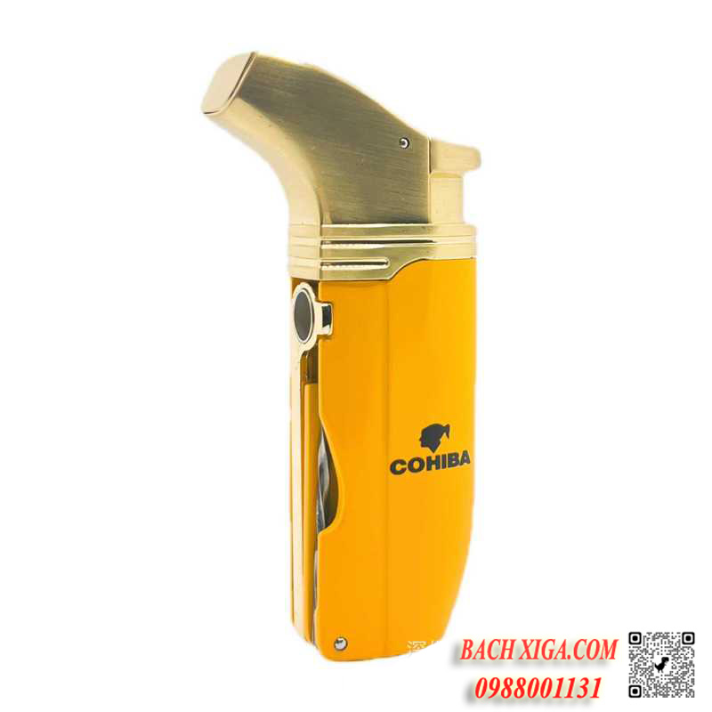 Bật lửa hút xì gà Cohiba 2 tia màu vàng COB422 (H065)