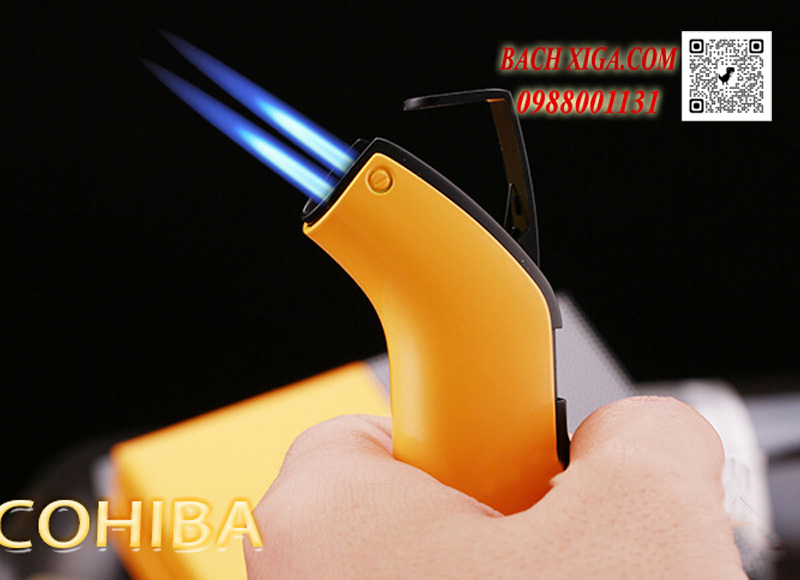Bật lửa khò 2 tia kèm đục xì gà Cohiba COB76