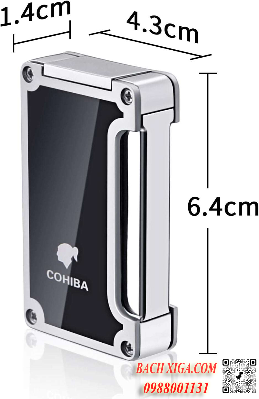Kích thước bật lửa, hộp quẹt khò Cohiba 1 tia CH170.