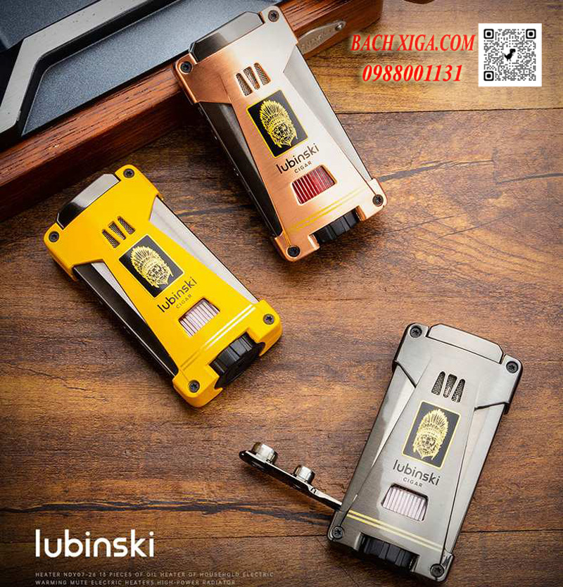 Bật lửa khò hút xì gà 3 tia Lubinski kèm đục YJA-10061