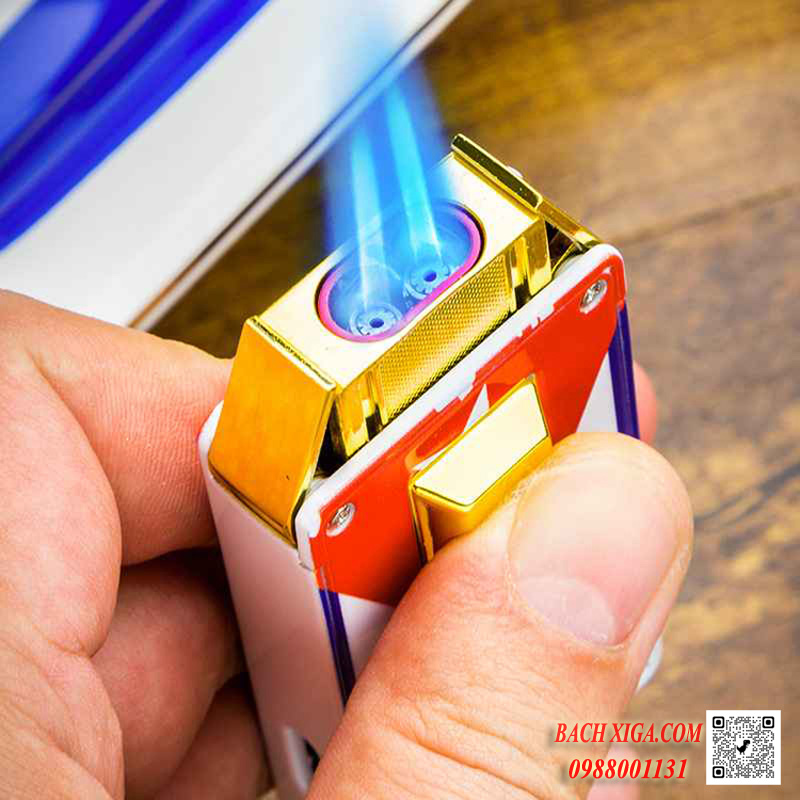Bật lửa, hộp quẹt khò xì gà 2 tia cực mạnh
