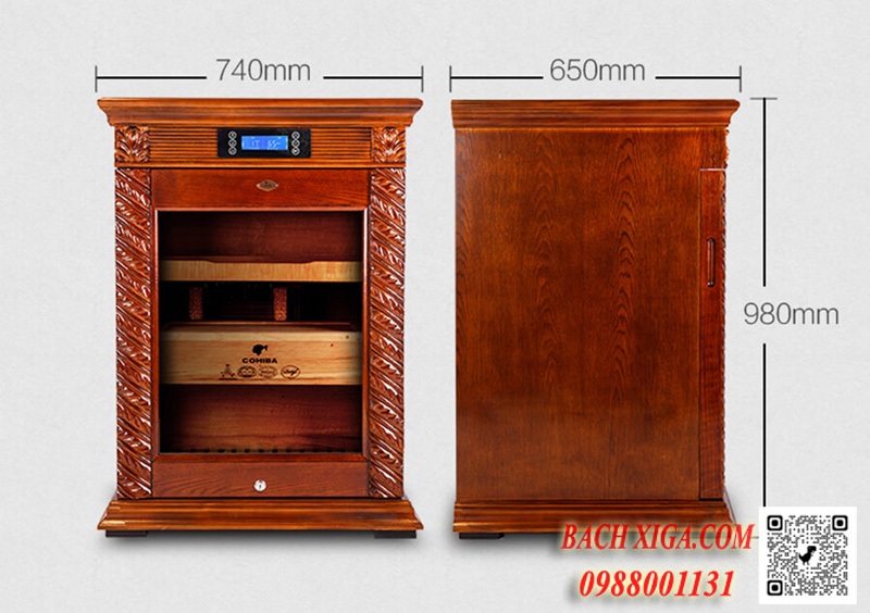 Kích thước tủ đựng bảo quản xì gà Lubinski cắm điện LB1027.