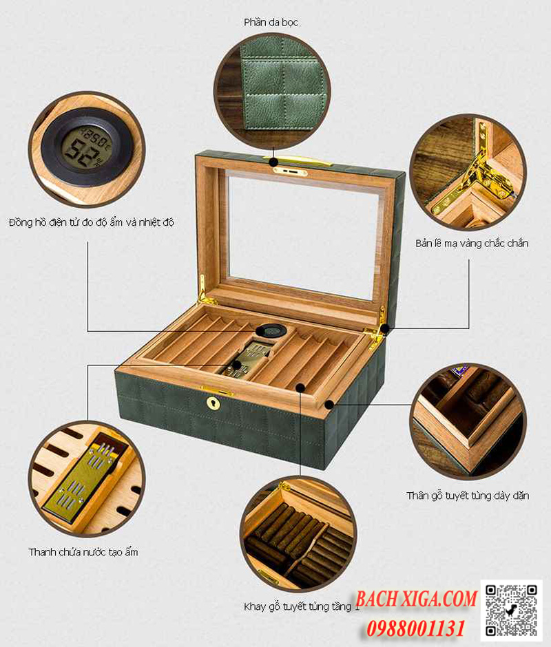 Thiết kế của hộp ủ giữ ẩm cigar Lubinski YJA60011