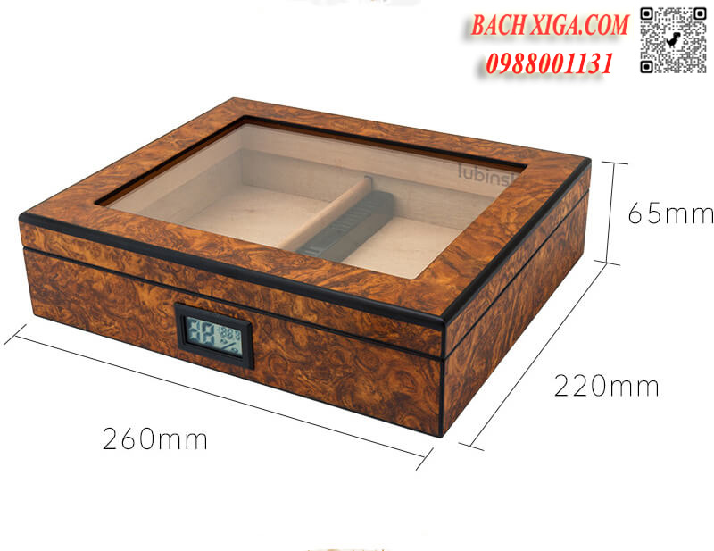 Kích thước hộp bảo quản cigar mini 30 điếu Lubinski YJA-60021.