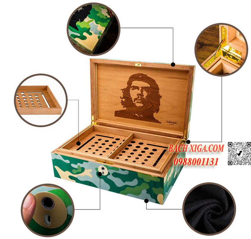 Hộp bảo quản giữ ẩm cigar Lubinski YJA60024 kết hợp khóa vân tay tự động.