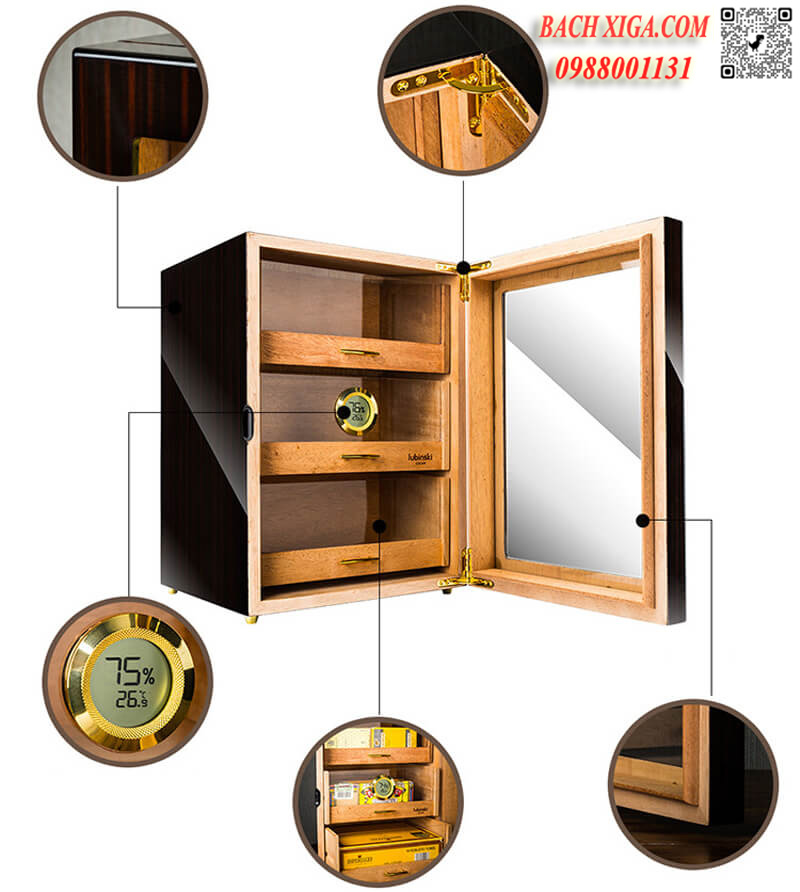 Thiết kế của tủ bảo quản xì gà mini 100 điếu Lubinski YJA-60018.