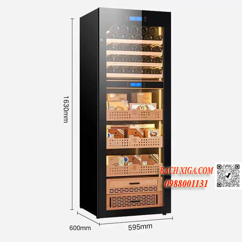 Tủ bảo quản xì gà kết hợp rượu vang Cohiba H2163 sức chứa 50 chai, 400-500 điếu cigar.