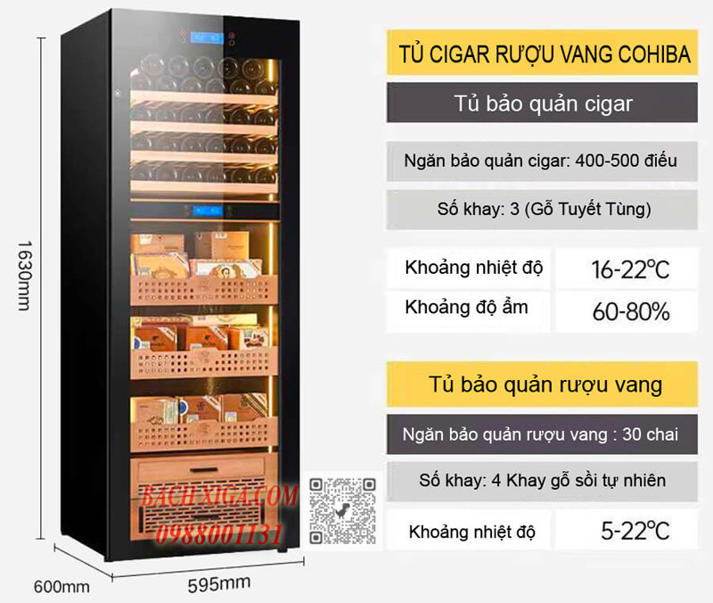 Thông tin chi tiết tủ ủ xì gà, rượu vang Cohiba H 2163