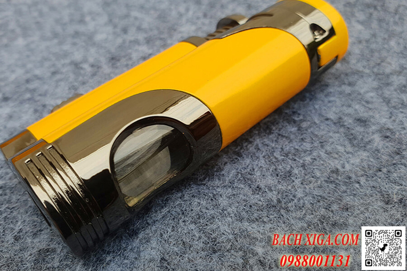 Bật lửa khò 2 tia có vách kính soi gas